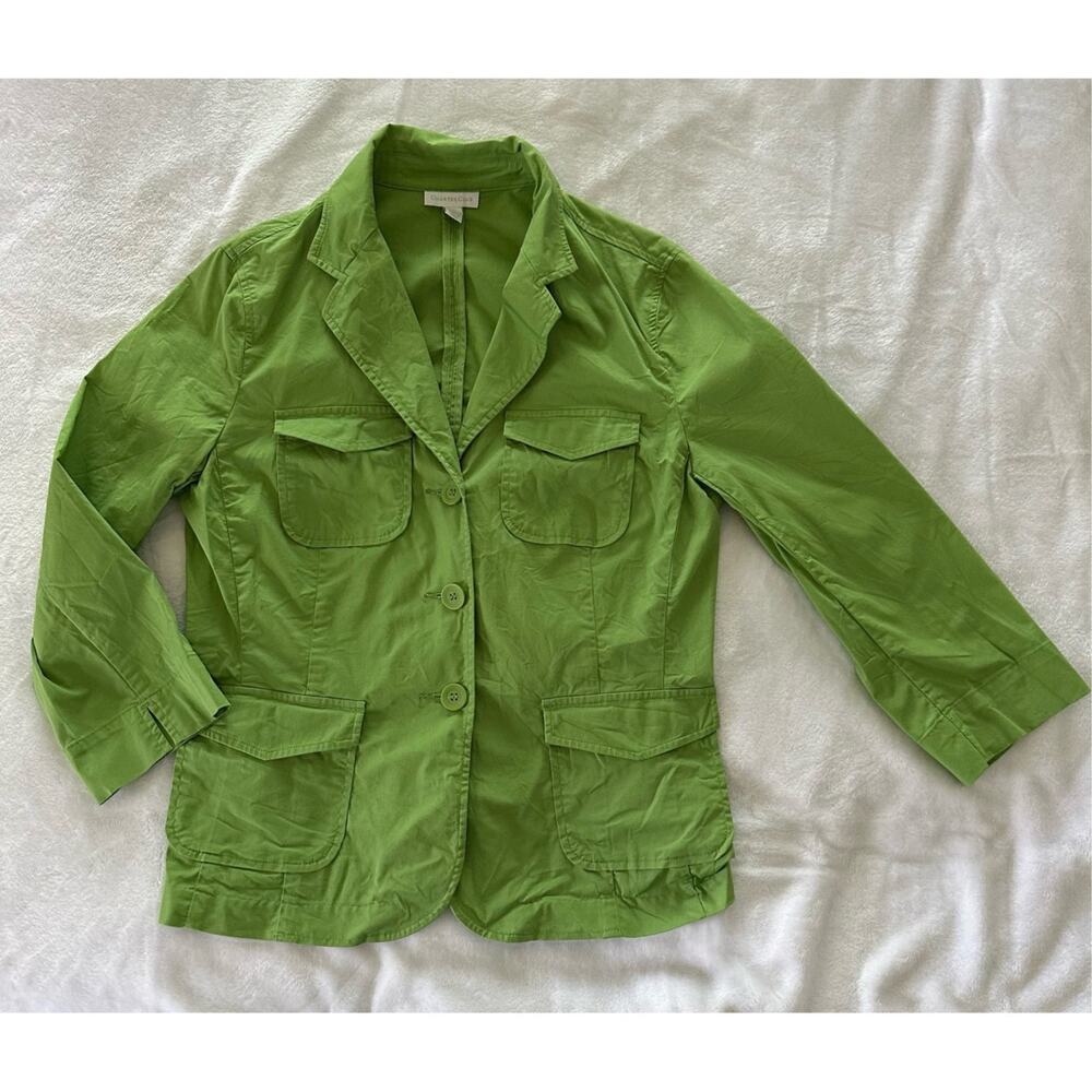 Charter Club Jacket Womens 10 Green Lightweight Stretch Canvas Pockets Preppy